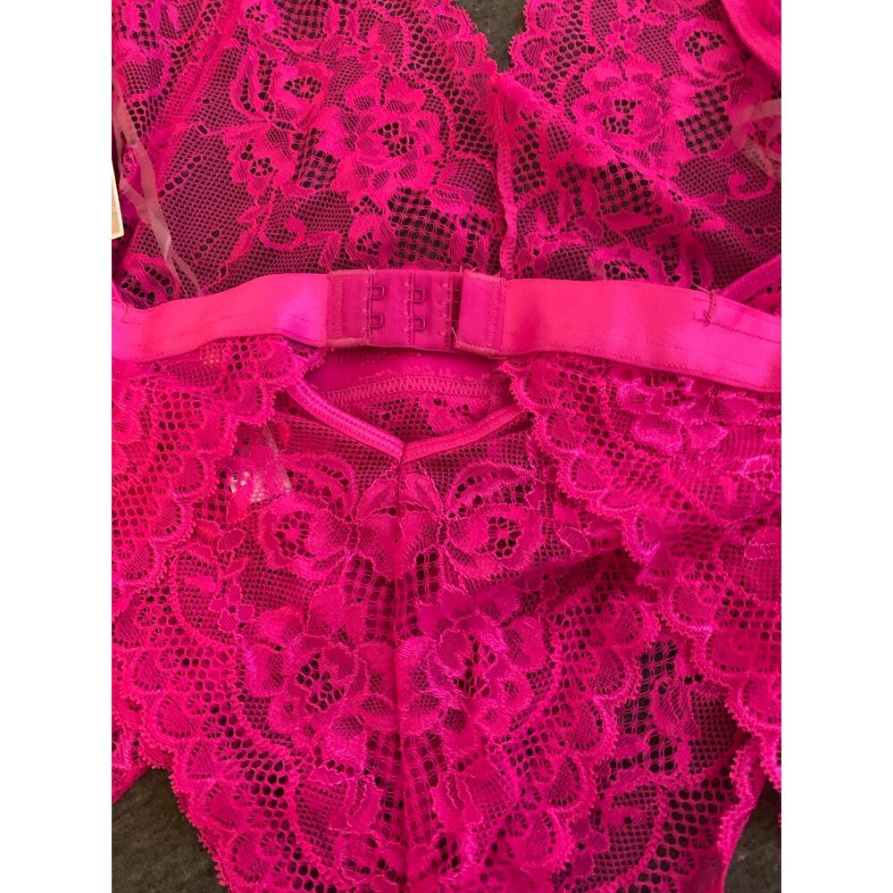 New NWT Dreamgirl Stretch Lace Garter Teddy Halter Neck Small Pink lingerie - Picture 10 of 10